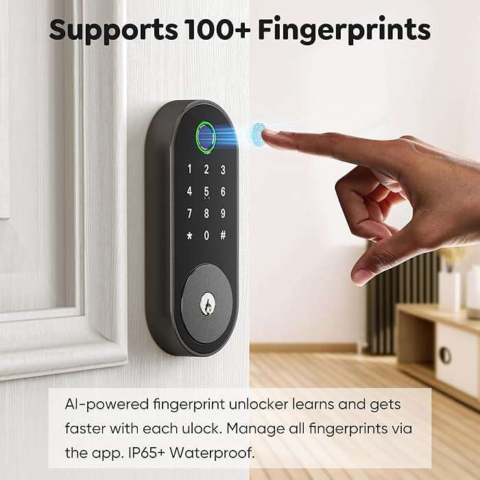 Fingerprint Smart Deadbolt with Keypad – Keyless Entry Lock for Home, Apartment, Office, Airbnb, Rental, Kids & Seniors, App & Code Access, Auto-Lock, Easy DIY Install, Compatible with Alexa & Google - Image 2