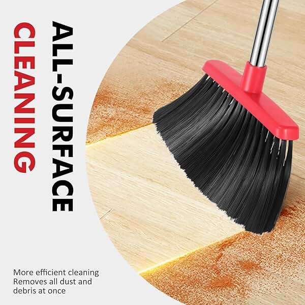 Heavy Duty Broom, 55 Inch Long Handle Outdoor Large Angle Brooms, Commercial Broom for Sweeping Indoor, for Home Garage Kitchen Office Courtyard Lobby Patio Lawn Concrete - Image 6