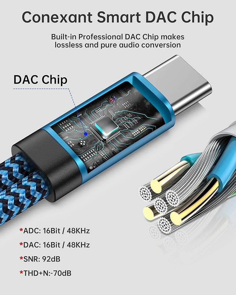 2-Pack 2-in-1 USB-C to 3.5mm Aux Adapter, Android Dongle C to C Fast Charging for Apple iPhone 17e 17 16 Samsung Galaxy Headphone Jack Adapter 60W Auxiliar Audio Cord Adoptor Male to Female Converter - Image 3