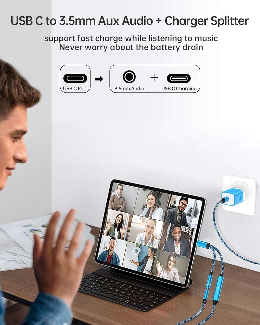 2-Pack 2-in-1 USB-C to 3.5mm Aux Adapter, Android Dongle C to C Fast Charging for Apple iPhone 17e 17 16 Samsung Galaxy Headphone Jack Adapter 60W Auxiliar Audio Cord Adoptor Male to Female Converter - Image 4