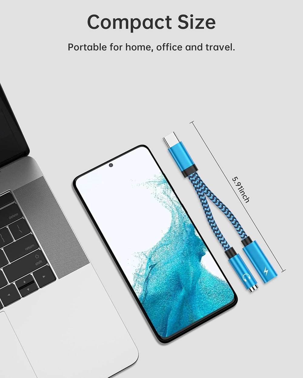 2-Pack 2-in-1 USB-C to 3.5mm Aux Adapter, Android Dongle C to C Fast Charging for Apple iPhone 17e 17 16 Samsung Galaxy Headphone Jack Adapter 60W Auxiliar Audio Cord Adoptor Male to Female Converter - Image 6