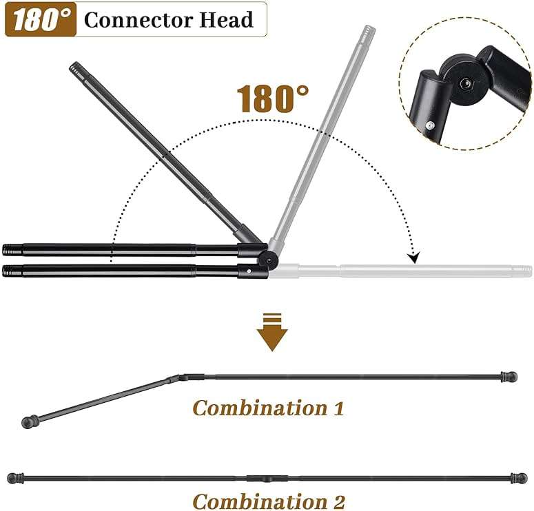 Corner Curtain Rod for Windows 30 to 136 Inches, L-shaped Curved Heavy Duty Corner Window Curtain Rods, Adjustable Renter Friendly 1 Inch Black Drapery Rods for Bedroom Living Room - Image 5