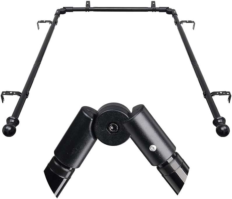 Bay Window Curtain Rods, U shaped Adjustable Curved Curtain Rods for Windows 59 to 184 Inches, Black 1 inch Renter Friendly Heavy Duty Curtain Rods with Brackets for Bedroom, Living Room Curtains - Image 1