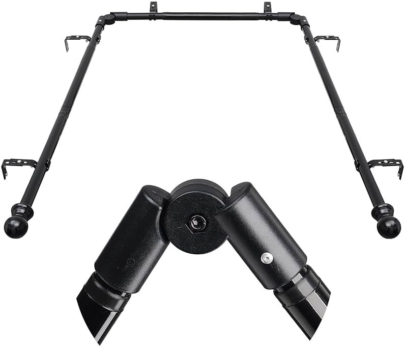 Bay Window Curtain Rods, U shaped Adjustable Curved Curtain Rods for Windows 59 to 184 Inches, Black 1 inch Renter Friendly Heavy Duty Curtain Rods with Brackets for Bedroom, Living Room Curtains - Product Image