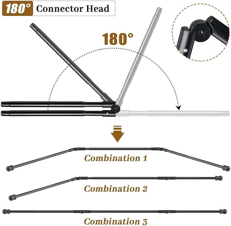 Bay Window Curtain Rods, U shaped Adjustable Curved Curtain Rods for Windows 59 to 184 Inches, Black 1 inch Renter Friendly Heavy Duty Curtain Rods with Brackets for Bedroom, Living Room Curtains - Image 3