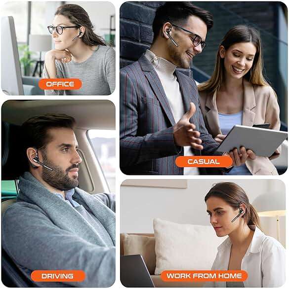 Ultralight Bluetooth Headset with Noise Cancelling Microphone, Bluetooth Earpiece with Carrying Case, Wireless Headset for PC/Laptop, Compatible with MS Teams, Zoom, Google Meet, and More - Black - Image 12