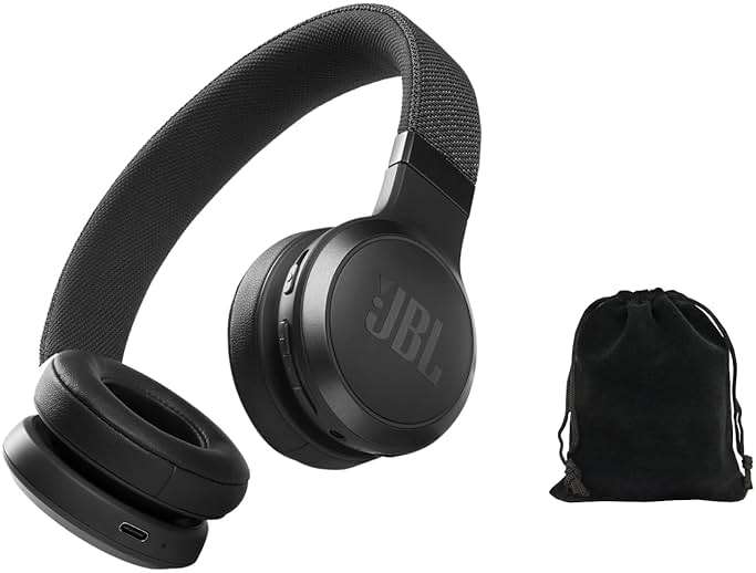 JBL Live 460NC Wireless Noise Cancelling On-Ear Headphones, Bluetooth 5.0, 50H Battery, Hands-Free Calls, Adaptive ANC, Google Assistant & Alexa - Black, Includes Carrying Pouch - Image 1
