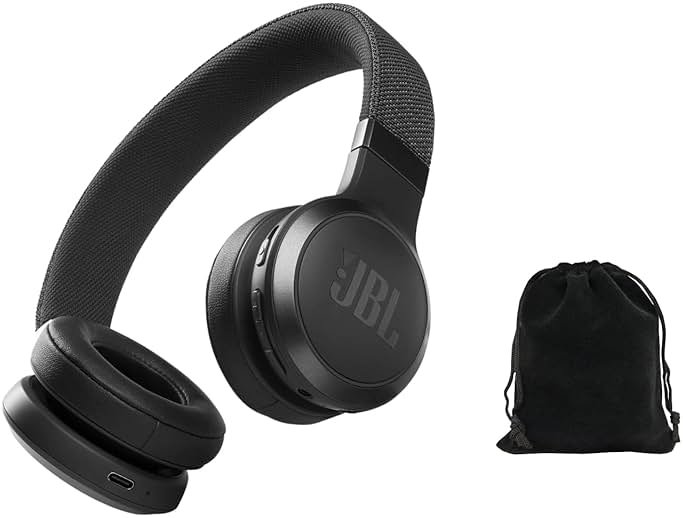 JBL Live 460NC Wireless Noise Cancelling On-Ear Headphones, Bluetooth 5.0, 50H Battery, Hands-Free Calls, Adaptive ANC, Google Assistant & Alexa - Black, Includes Carrying Pouch - Product Image