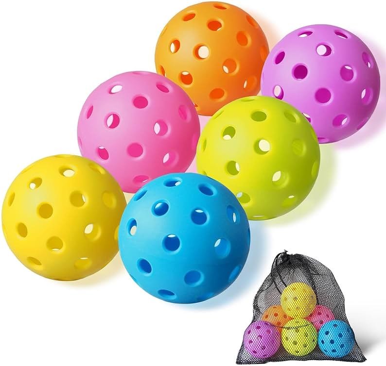 FASIUCHOI 6 Pack Pickle Ball with 40 Holes, Pickleballs High Durability, Outdoor Pickleball Balls with Mesh Bag, Colorful Pickle Balls with Superb Visibility, Consistent Bounce and Stable Flight - Product Image