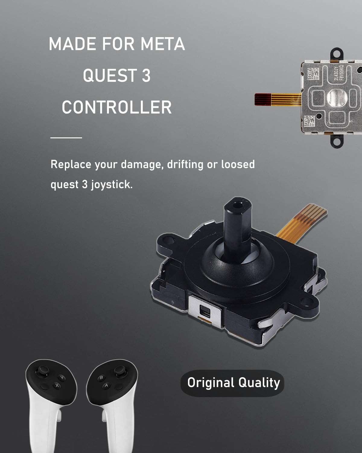 Ikpek 4 Pack Joystick Replacement Kit for Meta Quest 3 Controller(12 in one), Repair Kit for Oculus Quest 3Controller, Include 4 Joysticks, 4 Thumbstick Grips, T5 Screwdriver, Tweezer, Pry Tool - Image 2