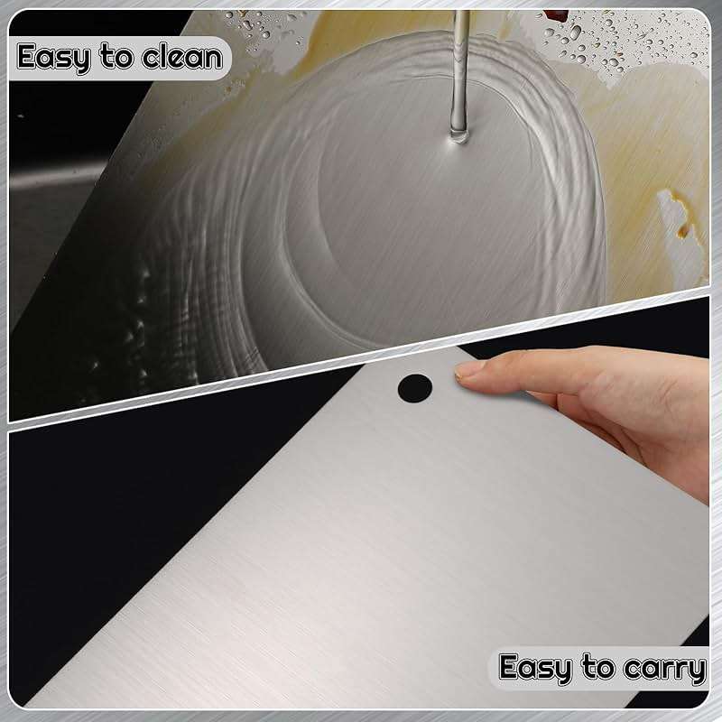 Stainless Steel Cutting Boards for Kitchen - Food Grade, Non-Stick Chopping Board for Meat, Fruit, Vegetables - Dishwasher Safe (12 x 8 in) - Image 5