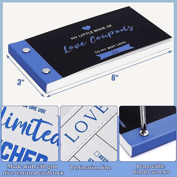 JULEASEL Love Coupon Book for Him - Romantic Love Gifts for Husband Boyfriend, 20 Fun Love Coupons +10 Blank Wild Cards- Couples Gifts for Anniversaries, Birthdays, Valentine's Day & More! - Image 2