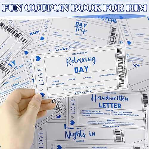 JULEASEL Love Coupon Book for Him - Romantic Love Gifts for Husband Boyfriend, 20 Fun Love Coupons +10 Blank Wild Cards- Couples Gifts for Anniversaries, Birthdays, Valentine's Day & More! - Image 3