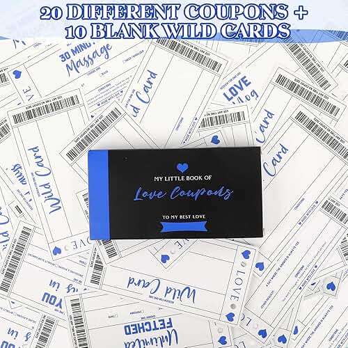 JULEASEL Love Coupon Book for Him - Romantic Love Gifts for Husband Boyfriend, 20 Fun Love Coupons +10 Blank Wild Cards- Couples Gifts for Anniversaries, Birthdays, Valentine's Day & More! - Image 4