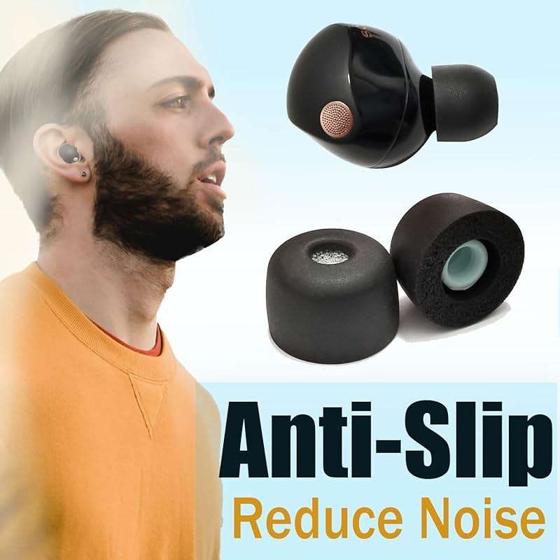 Memory Foam Ear Tips for Sony WF-1000XM5 Filter Screen Earbuds Tips for WF-1000XM5 WF-1000XM4 fit Charging Case, 4 Pairs Black - Image 5