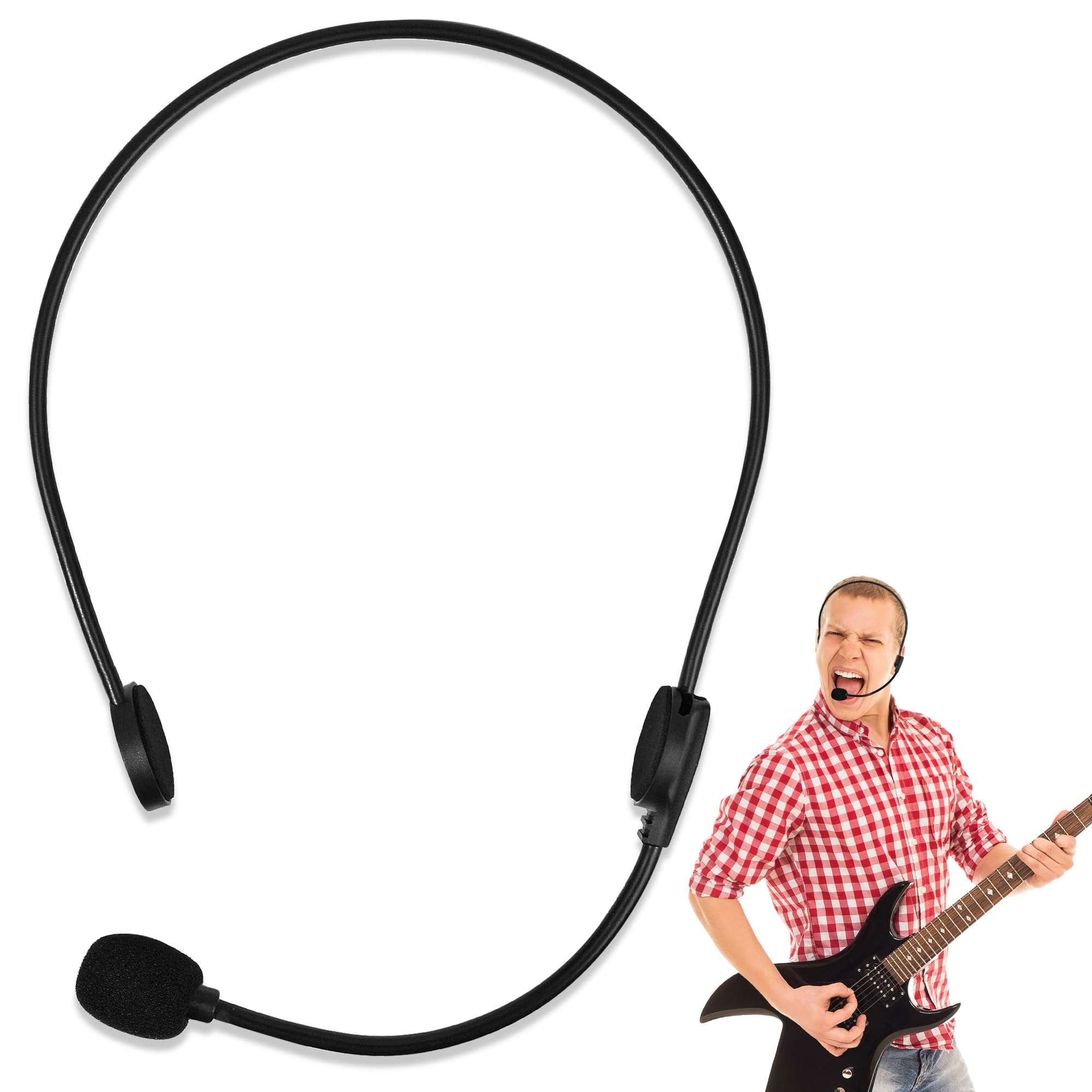 MUKOSEL Rockstar Costume Accessories Fake Rock Star Singer Microphone Headset Prop Mic Popstar Costume Accessory Prop for Halloween Cosplay Music Party - Image 1