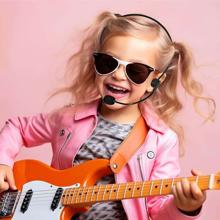 MUKOSEL Rockstar Costume Accessories Fake Rock Star Singer Microphone Headset Prop Mic Popstar Costume Accessory Prop for Halloween Cosplay Music Party - Image 4