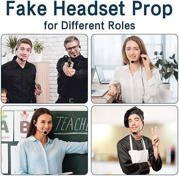 MUKOSEL Rockstar Costume Accessories Fake Rock Star Singer Microphone Headset Prop Mic Popstar Costume Accessory Prop for Halloween Cosplay Music Party - Image 7