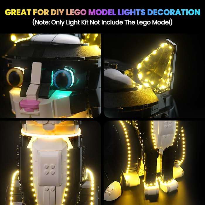 Hilighting Upgraded Led Light Kit Compatible with LEGO Tuxedo Cat Building Set, Lights Decoration Compatible with LEGO 21349 (Model Not Included) - Image 3