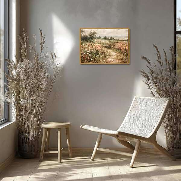 OIQArtOIQ Framed Canvas Wall Art,Vintage Decor,Landscape Nature Country Wildflower Paintings Farmhouse Pictures Modern Artwork Rustic Fall Flower Prints Cottagecore Office Living Room Bedroom Bathroom - Image 4
