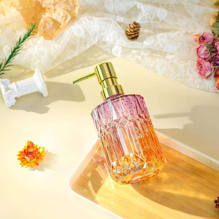 YunNasi Soap Dispenser with Pump, Refillable Liquid Hand Soap Dish Soap Dispensers for Bathroom Counter, Kitchen Sink (PurpleOrange) - Image 5