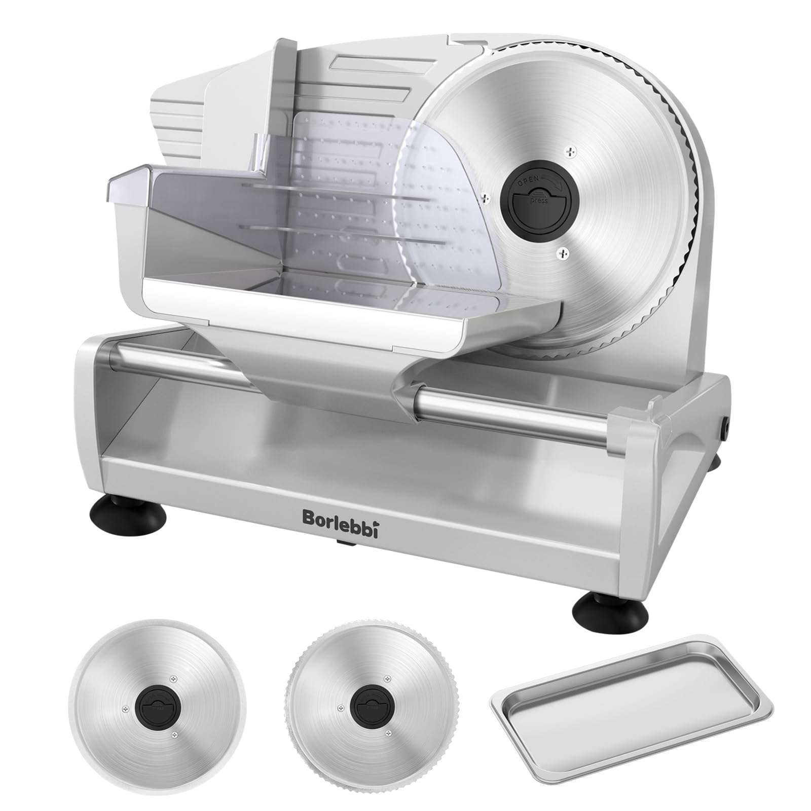 Meat Slicer, 200W Meat Slicer Machine for Home, DC Motor Quiet Deli Slicer with 2 Removable 7.5'' Stainless Steel Blades, Adjustable Dial for 0-15mm, Electric Food Slicer for Meat, Cheese, Bread - Image 1