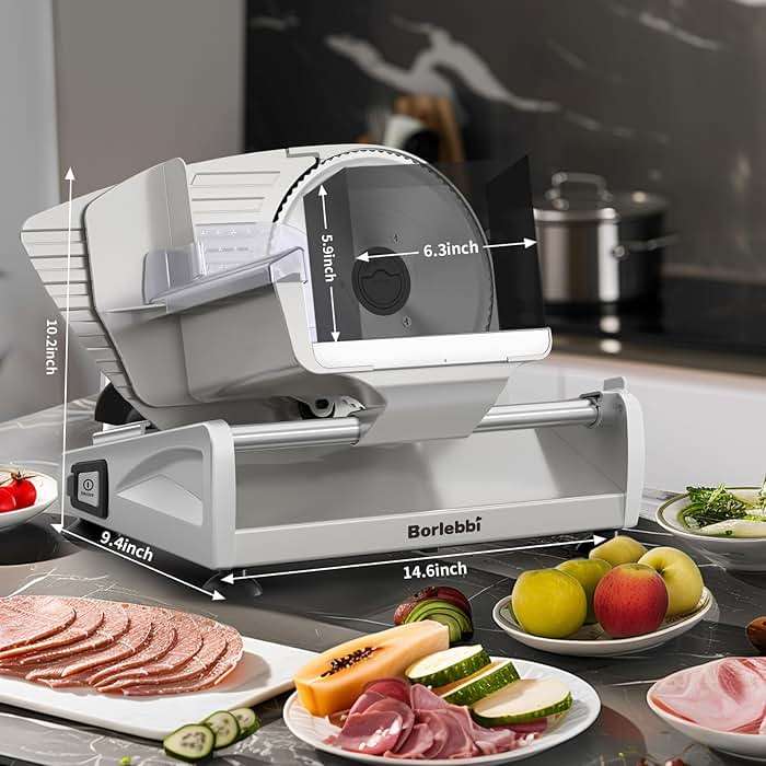 Meat Slicer, 200W Meat Slicer Machine for Home, DC Motor Quiet Deli Slicer with 2 Removable 7.5'' Stainless Steel Blades, Adjustable Dial for 0-15mm, Electric Food Slicer for Meat, Cheese, Bread - Image 2