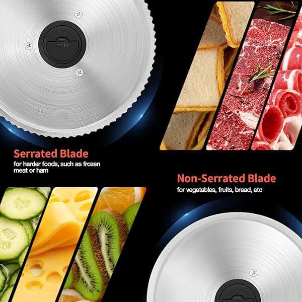 Meat Slicer, 200W Meat Slicer Machine for Home, DC Motor Quiet Deli Slicer with 2 Removable 7.5'' Stainless Steel Blades, Adjustable Dial for 0-15mm, Electric Food Slicer for Meat, Cheese, Bread - Image 4