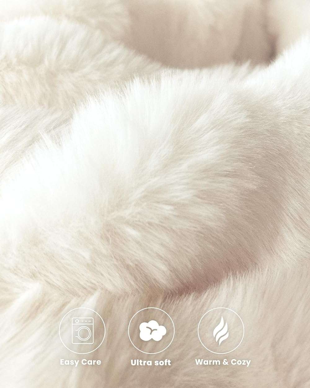 blunique Ultra Soft Cozy Faux Fur Throw Blanket, Fuzzy Plush Thick Bubble Blanket, Luxury Fluffy Blanket for Couch, Sofa, Bedroom, and Living Room, 50x60 Inches, Cream White - Image 6