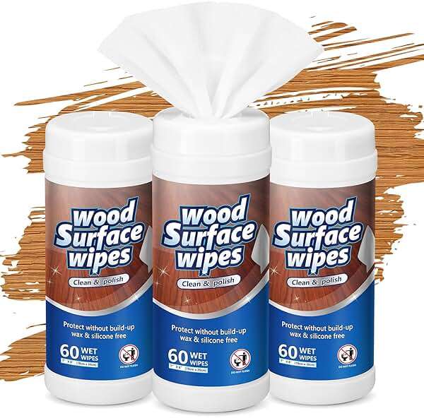 Threlaco 3 Pack 180 Count Wood Surfaces Wipes Wood Cleaner and Polish Wipes Furniture Floor Wet Cabinet Cleaner for Kitchen Bathroom Furniture Floors Cabinet Cleaning - Image 1