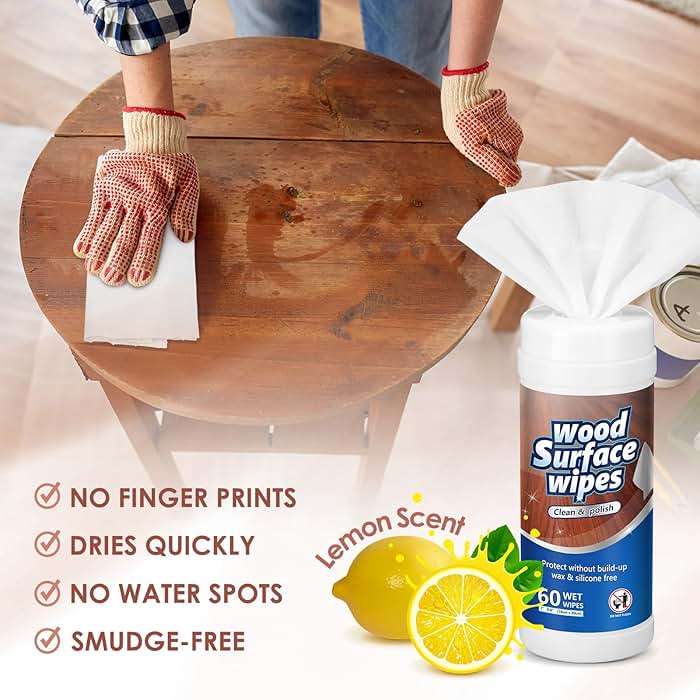 Threlaco 3 Pack 180 Count Wood Surfaces Wipes Wood Cleaner and Polish Wipes Furniture Floor Wet Cabinet Cleaner for Kitchen Bathroom Furniture Floors Cabinet Cleaning - Image 4