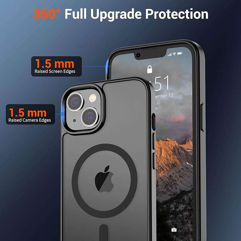 SUPFINE Magnetic for iPhone 14 Case & iPhone 13 Case (Compatible with MagSafe)(Military Grade Drop Protection) Translucent Matte Shockproof Phone Cover,Black - Image 5