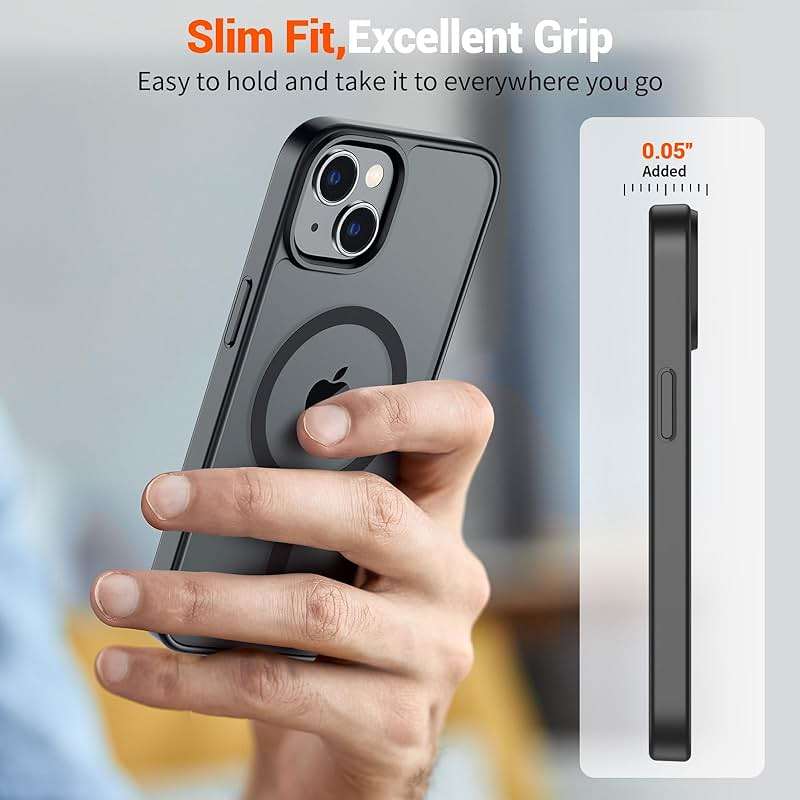 SUPFINE Magnetic for iPhone 14 Case & iPhone 13 Case (Compatible with MagSafe)(Military Grade Drop Protection) Translucent Matte Shockproof Phone Cover,Black - Image 8