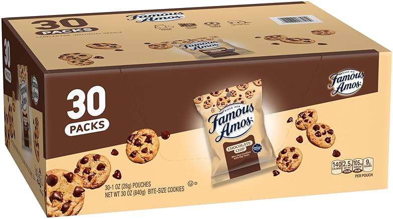 Famous Amos Original Recipe Chocolate Chip Bite-Size Cookies, 30 Pack Box, 30 oz - Image 5