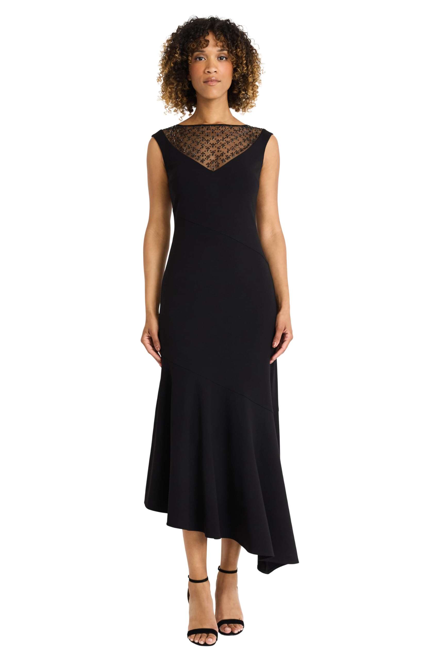 Maggy London Women's Cap Sleeve Illusion Fit and Flare Midi Dress - Image 1