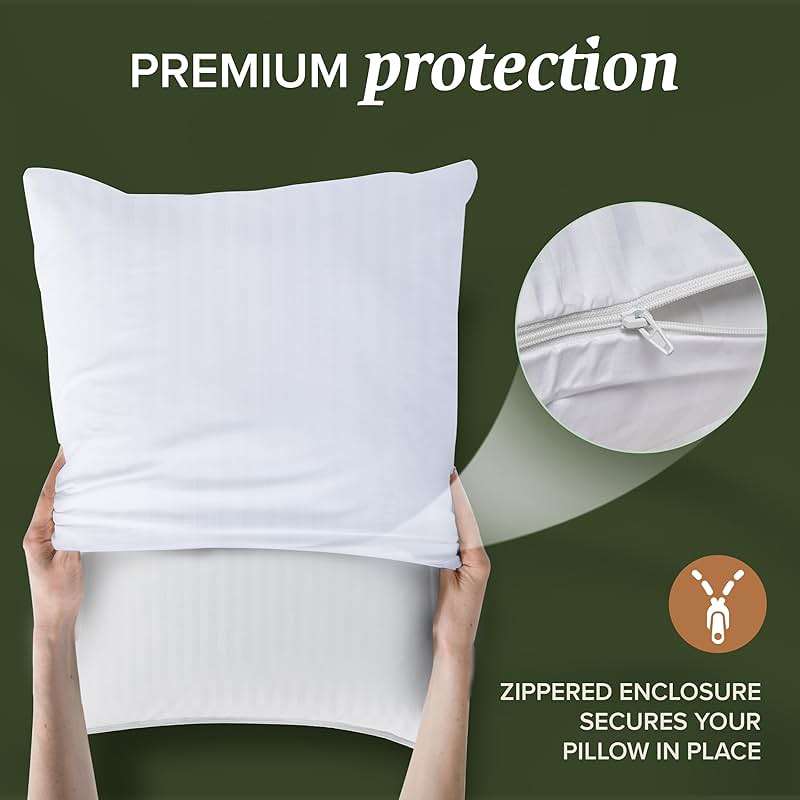 Beckham Hotel Collection Queen Size White Pillow Protector with Zipper Set of 2, Soft and Breathable Cotton Pillow Protector Covers - Image 4