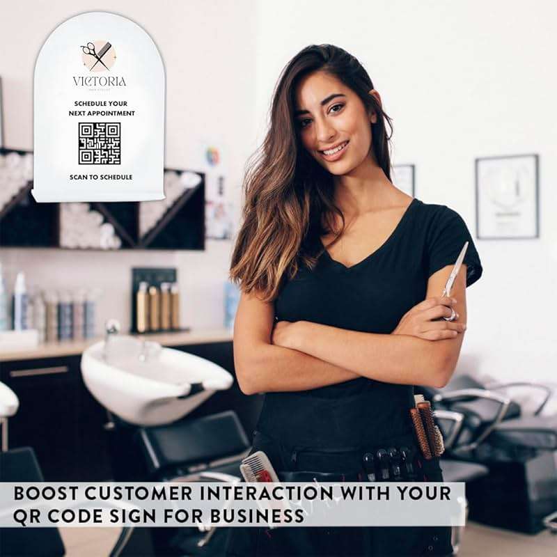 Andaz Press Custom QR Code Sign with Logo for Pop Up Shop, Vendor Booth Display Items, Acrylic Scan To Pay QR Code Sign for Business Personalized Scan QR Code Display Signs for Social Media with Stand - Image 6