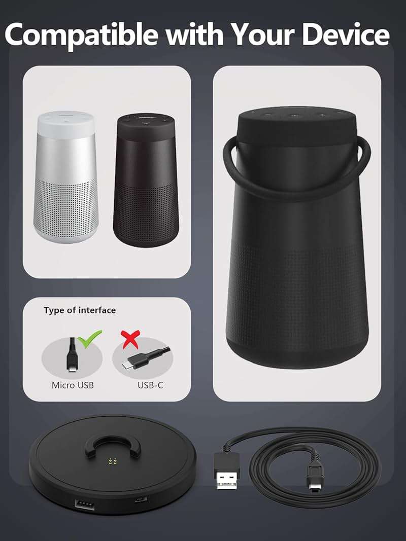 Mjwbxseh Charging Cradle Compatible with Bose Soundlink Revolve, Charger Cradle Dock Cable Compatible with Bose Soundlink Revolve+ (Series II), Base SoundLink Revolve Portable Speaker - Image 3