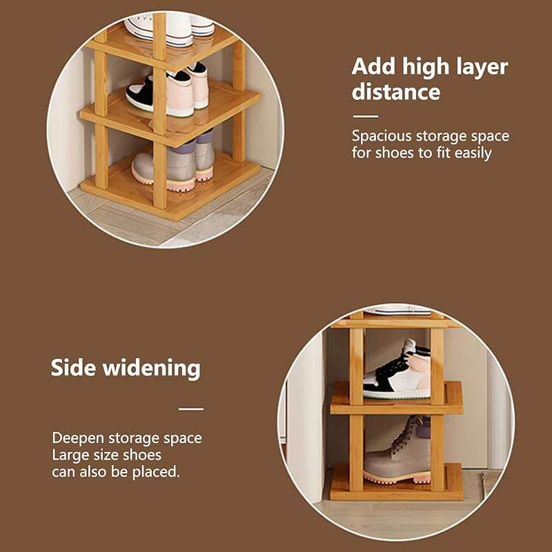 yoakaiax Wood Shoe Rack 5/7/8 Tier - Vertical Shoe Rack for Small Spaces, Tall Narrow Shoe Rack Organizer for Closet Entryway Corner Garage and Bedroom, Skinny Shoe Shelf with Free Stackable DIY (XL) - Image 6
