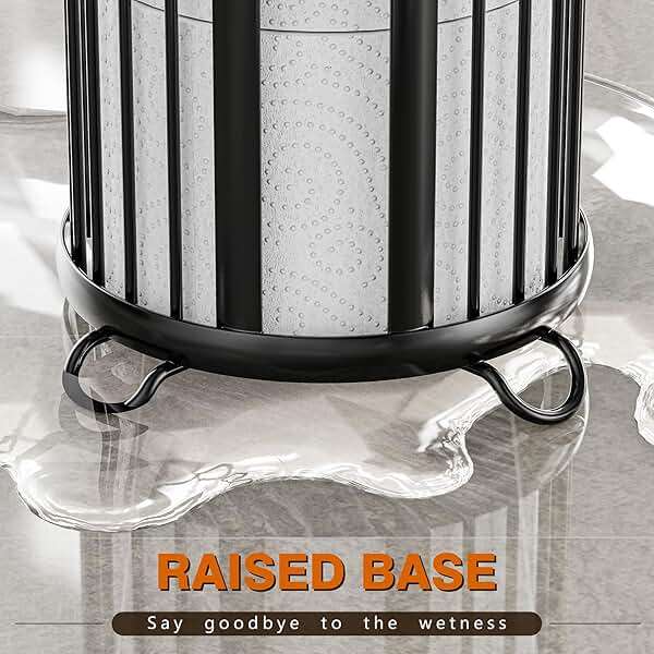 Bunoxea Toilet Paper Holder Stand, Freestanding Toilet Tissue Organizer, Minimalistic Storage Solution, Reserve Mega Rolls,Modern Black-2PACK - Image 6