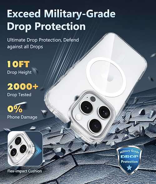 FNTCASE for iPhone 16 Pro-Max Case: Clear Magnetic Phone Cases with Screen Protector Compatible with Magsafe Slim Anti Yellowing Rugged Shockproof Protective Transparent Cell Cover (A-Clear) - Image 6