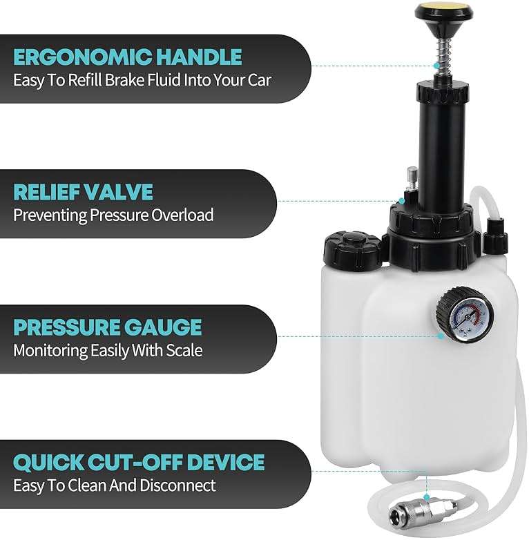 BreeRainz 3L Upgraded Brake Bleeder Kit, Manual Brake Bleeder Fluid Pump with 4 Master Cylinder Adapters and 1L Brake Bleeder Bottle Suitable for Most Vehicles - Image 4