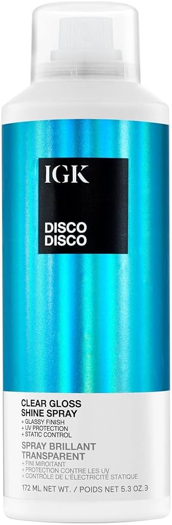 IGK Disco Disco Clear Gloss Shine Spray – High-Shine Finishing Spray with UV Protection – Vegan & Cruelty-Free - Product Image