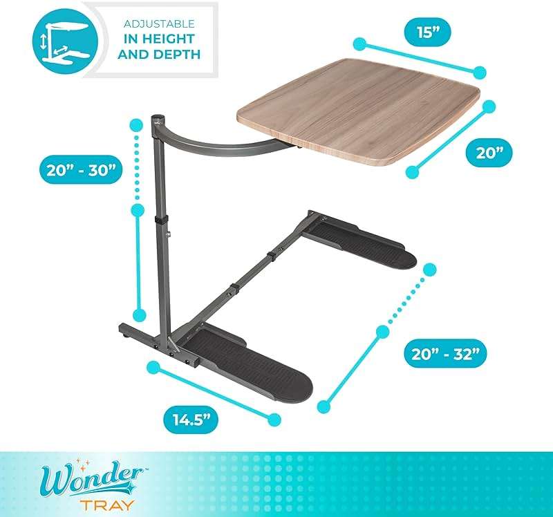 Stander Wonder Tray, Adjustable Swivel Table, Large Laptop Stand, Couch Desk, Side Tables & Gaming Bench, TV-Trays for Eating on Couches, Chairs, Recliners, Ash Gray - Image 3
