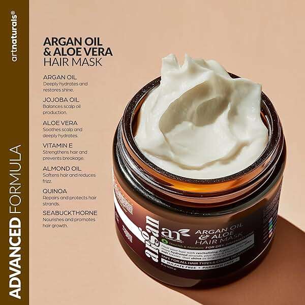 ArtNaturals 2-Step Deep Repair Hair Mask for Damaged Hair - Intensive Treatment for Dry, Damaged & Color-Treated Hair - Argan oil Deep Conditioner w/ Silk Bonnet to Drive Deeper Penetration 8 oz - Image 3