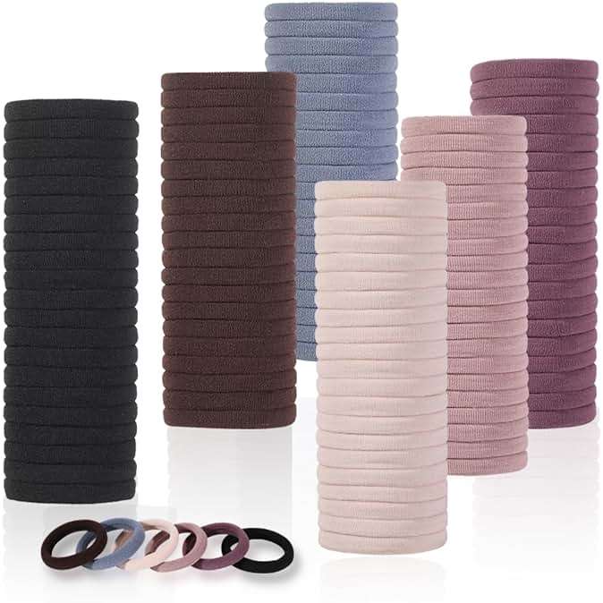 LuSeren 120PCS Soft Hair Ties for Women – No Damage Ouchless Nylon Hair Accessories, Seamless Fabric Ponytail Holders for Daily Use (Natural Colors) - Image 1