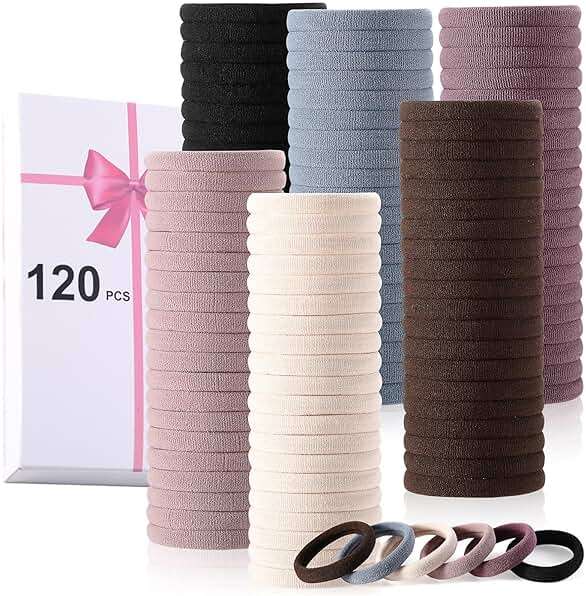 LuSeren 120PCS Soft Hair Ties for Women – No Damage Ouchless Nylon Hair Accessories, Seamless Fabric Ponytail Holders for Daily Use (Natural Colors) - Image 9