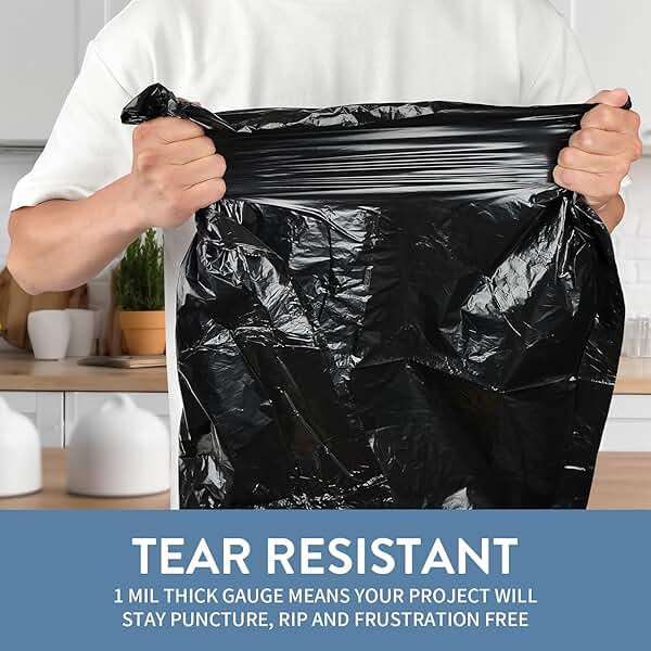 Geiteoa 15-18 Gallon Black Trash Bags with Drawstring (102 Count) Fit 16, 17 Gal High Density Large Garbage Bags, Strong Plastic Trash Can Liners for Kitchen Lawn Commercial - Image 5