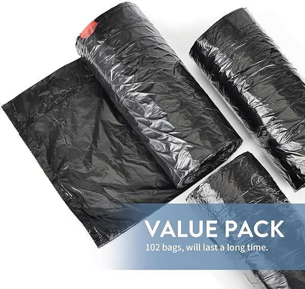 Geiteoa 15-18 Gallon Black Trash Bags with Drawstring (102 Count) Fit 16, 17 Gal High Density Large Garbage Bags, Strong Plastic Trash Can Liners for Kitchen Lawn Commercial - Image 8