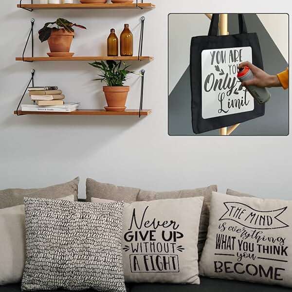 16 Pcs Inspirational Word Stencils, Quote & Phrase Sayings Templates, Craft Stencils for Painting on Wood, Wall, Canvas, Fabrics, Paper & Home Signs - Reusable 7.87 x 7.87 Inches - Image 2